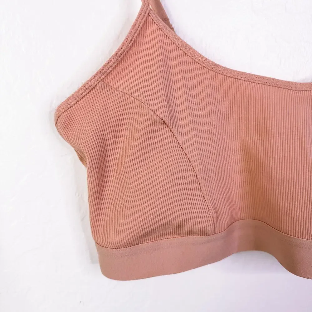 Gianni Bini Ribbed Scoop Neck Wireless Pullover Bralette Rose Cloud Size XL NWT